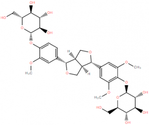 (+)-meánóirsinol 4,4′-O-di-béite-D-glúcóipeiranóisíd